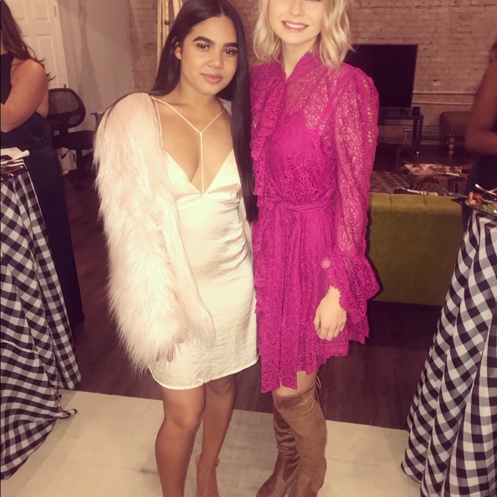 Free People Bright Fuchsia Ruffle Dress